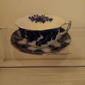 Antique Flow Bluel Teacup and Saucer Set